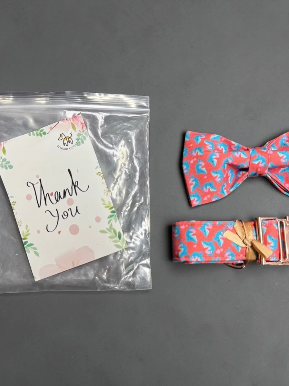 Shark Print Dog Collar & Bow Tie Set Large NWT